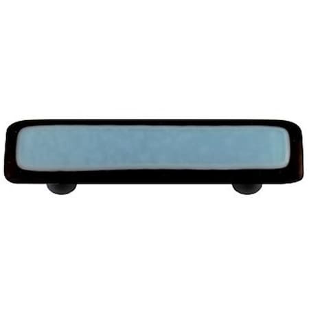 Palacedesigns Black Border with Powder Blue Rectangle Glass Cabinet Pull - Black Post PA727013